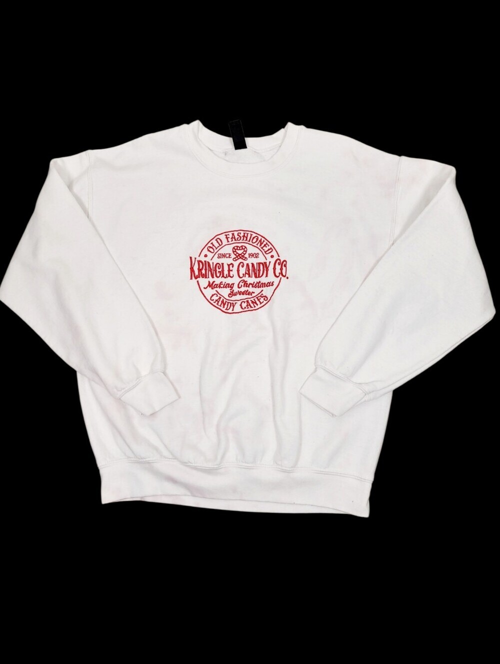 Y2K Kringle Candy Co White & Red Sweatshirt Top Size: M